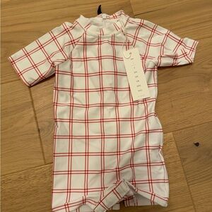 NWT Minnow Unisex Windowpane Short Sleeve Rashguard One Piece, Size 1